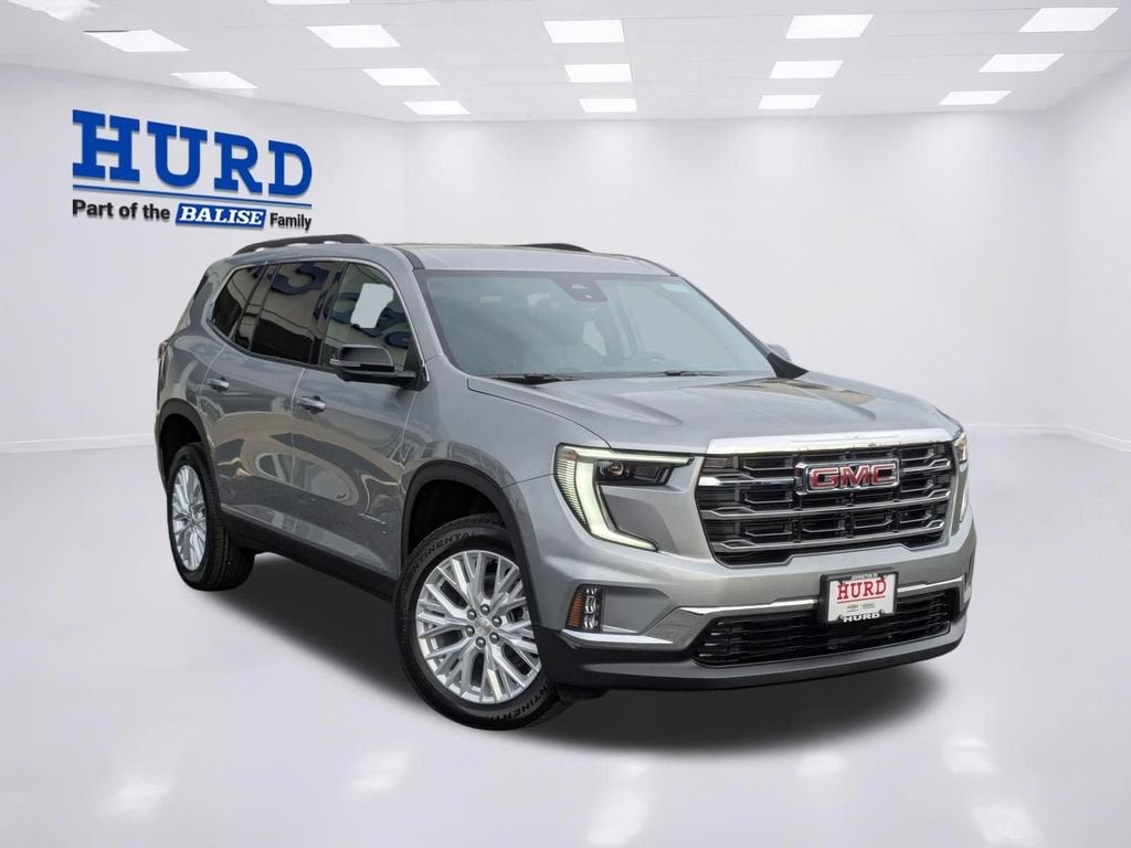 2026 GMC Acadia Elevation in Sterling Metallic — front three-quarter view