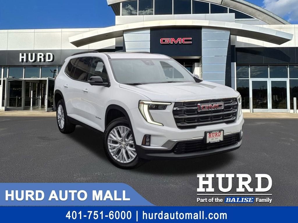 2026 GMC Acadia Elevation in Summit White — front three-quarter view
