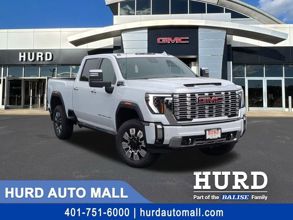 2026 GMC Sierra 3500 HD Denali in Glacier White Tricoat — front three-quarter view