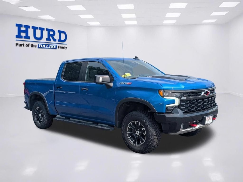 2023 Chevrolet Silverado 1500 ZR2 in Glacier Blue Metallic — front three-quarter view