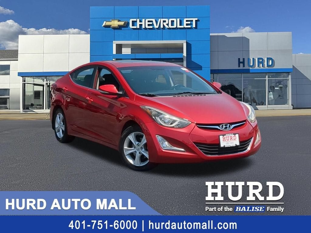 2016 Hyundai Elantra Value Edition in Scarlet Red Pearl — front three-quarter view